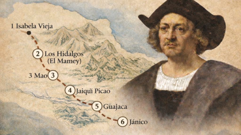 Ilustracion De La Isabela a Janico la Ruta de Colon