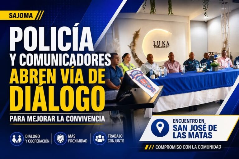 La Policía Nacional y comunicadores de San José de las Matas sostuvieron un encuentro